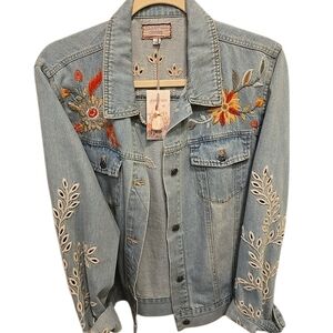Johnny Was Light Blue Embroidered Jacket
